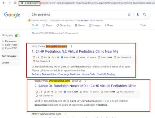 Local SEO for Virtual Pediatrics clinic in New Jersey