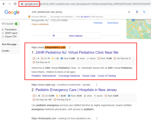 Local SEO for Virtual Pediatrics clinic in New Jersey