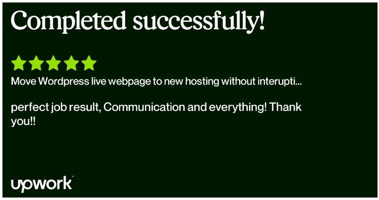Upwork client feedback screenshot