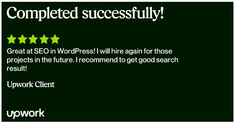 Upwork client feedback screenshot