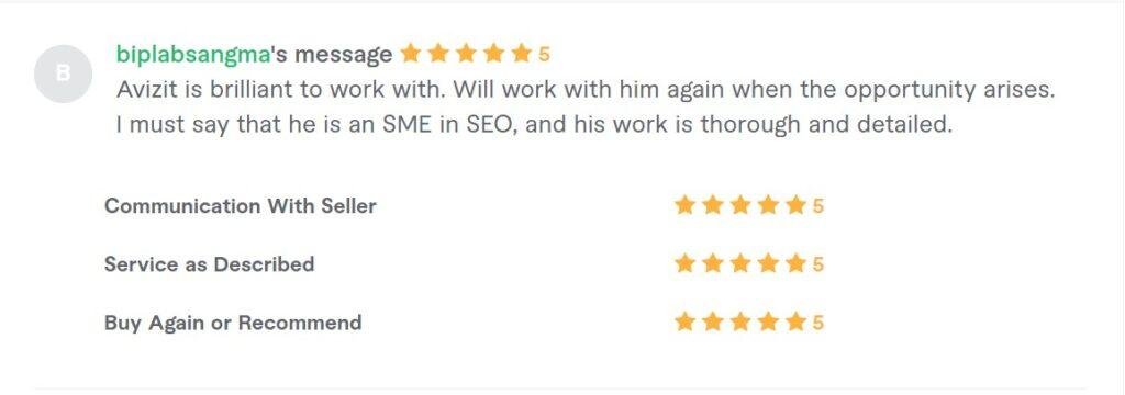 Fiverr client review screenshot
