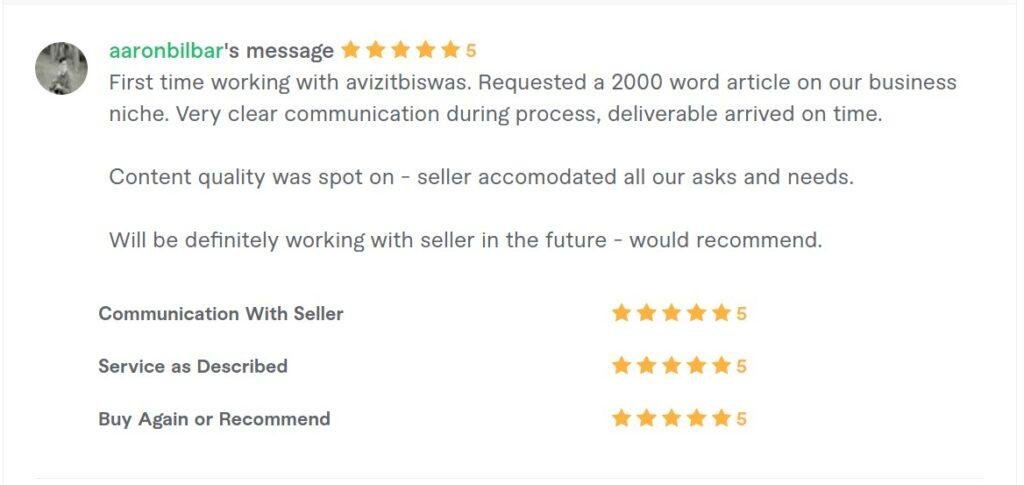Fiverr client review screenshot