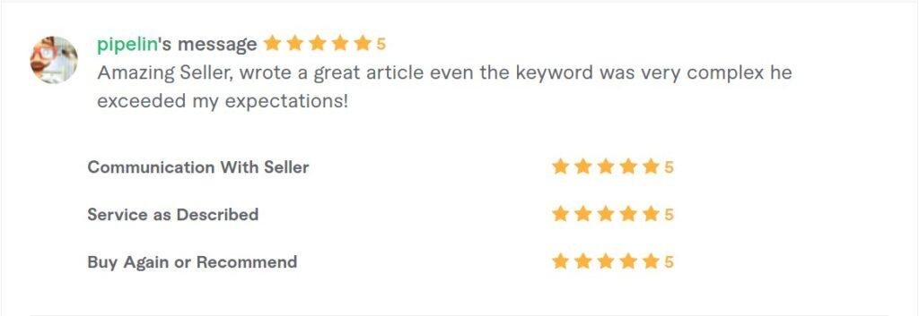 Fiverr client review screenshot