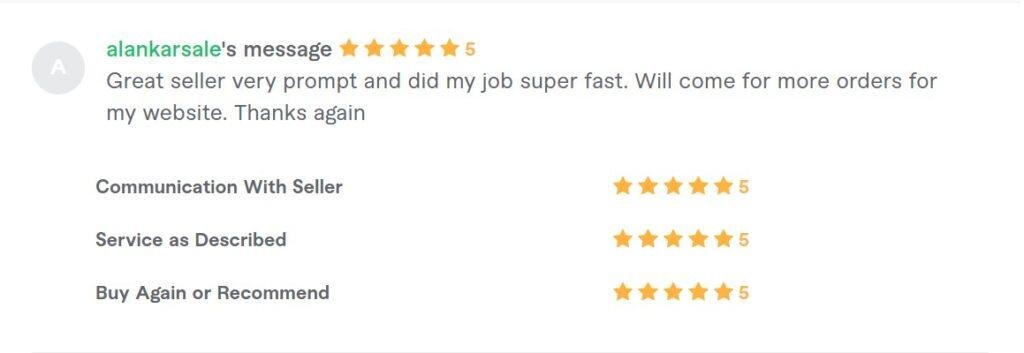 Fiverr client review screenshot