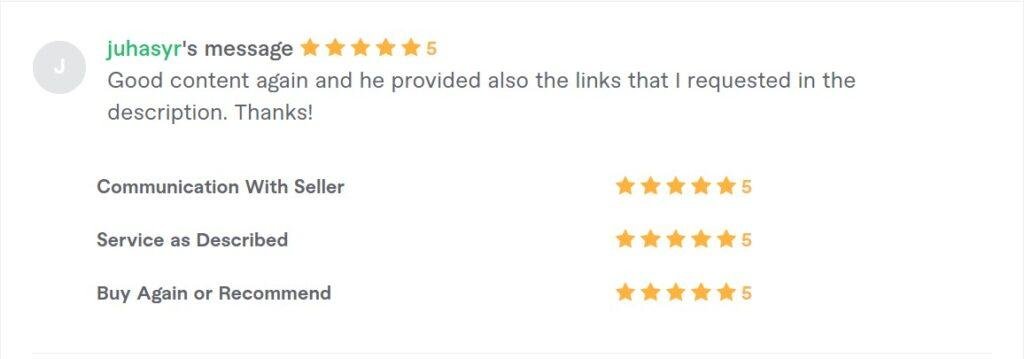 Fiverr client review screenshot